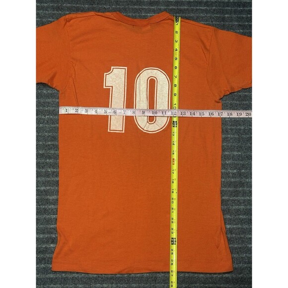 Vintage 70s/80s Glo Dot Graphic Print Short Sleeve T Shirt Orange Double Sided - Picture 5 of 5